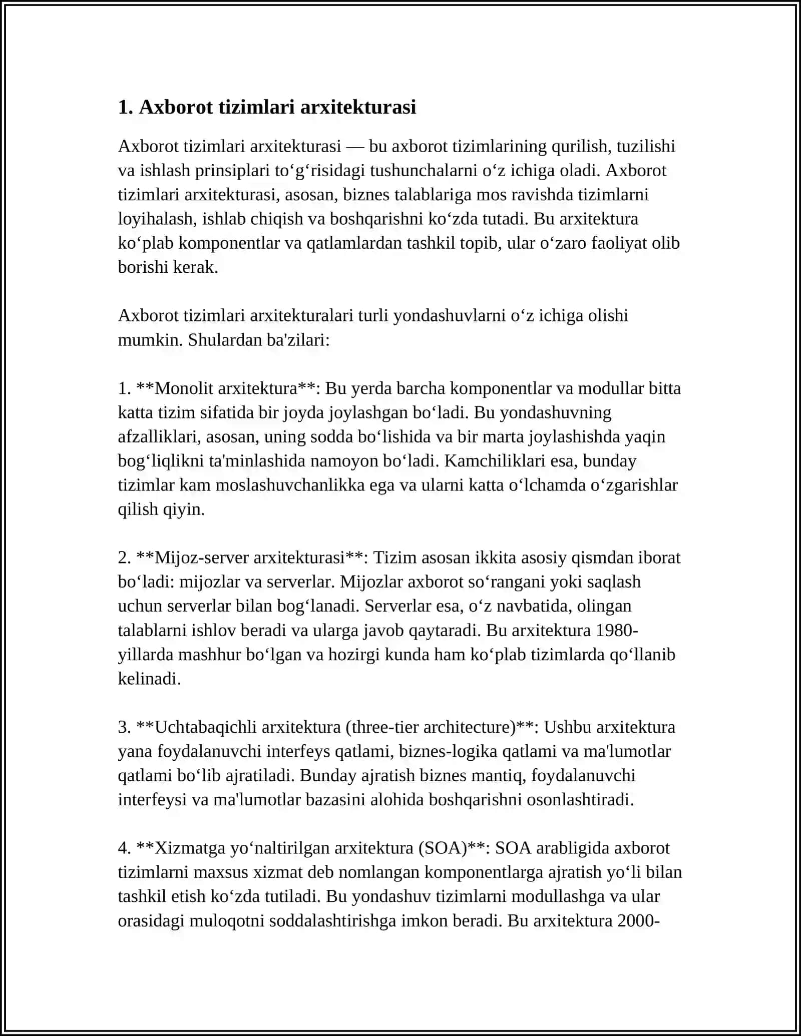 Axborot Tizimlari Arxitekturasi 3