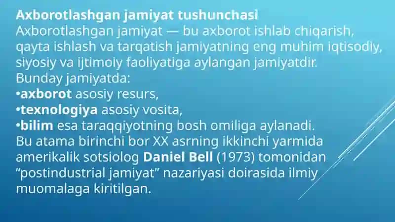 Axborotlashgan jamiyat va uning istiqbollari 3