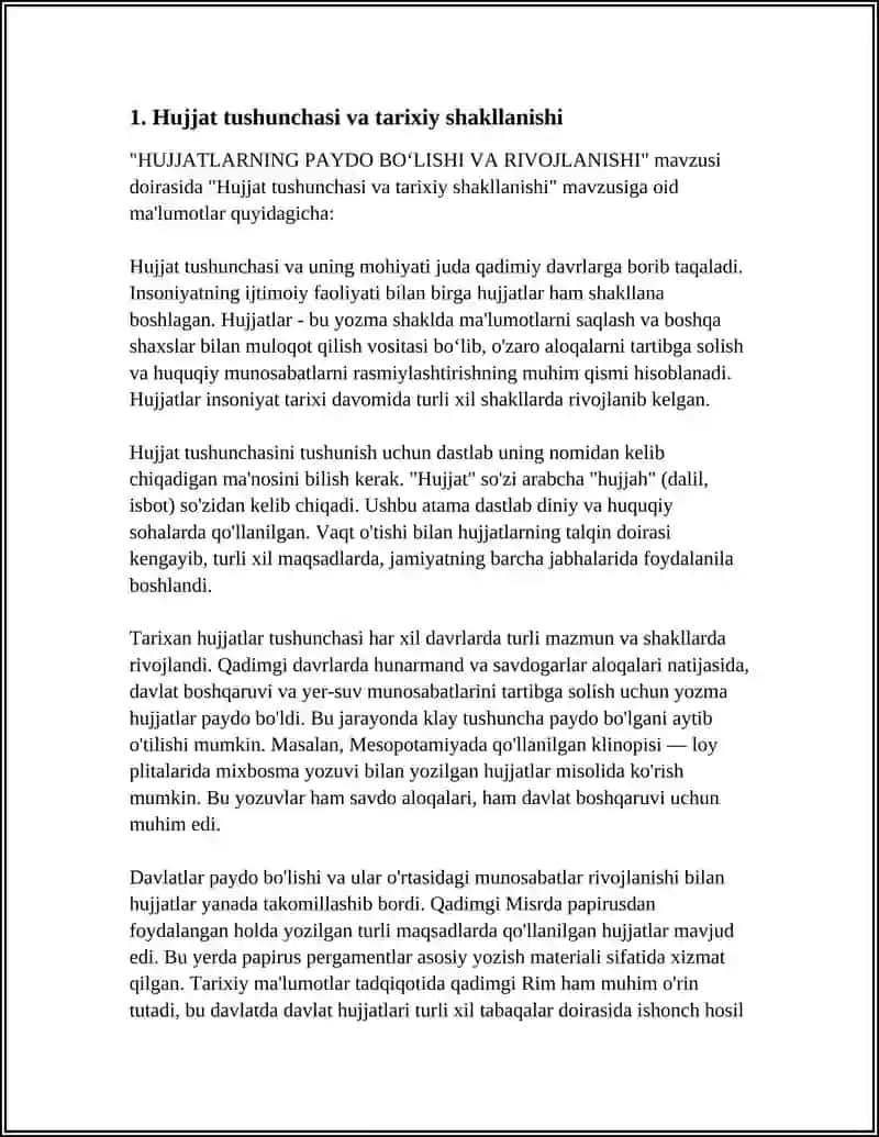 Hujjatlar Paydo Bo‘lishi va Rivojlanishi 3