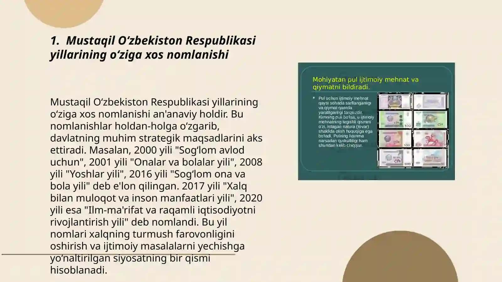 Mustaqil O‘zbekiston Respublikasida yillarning nomlanishi va amalga oshirilgan islohotlar 3
