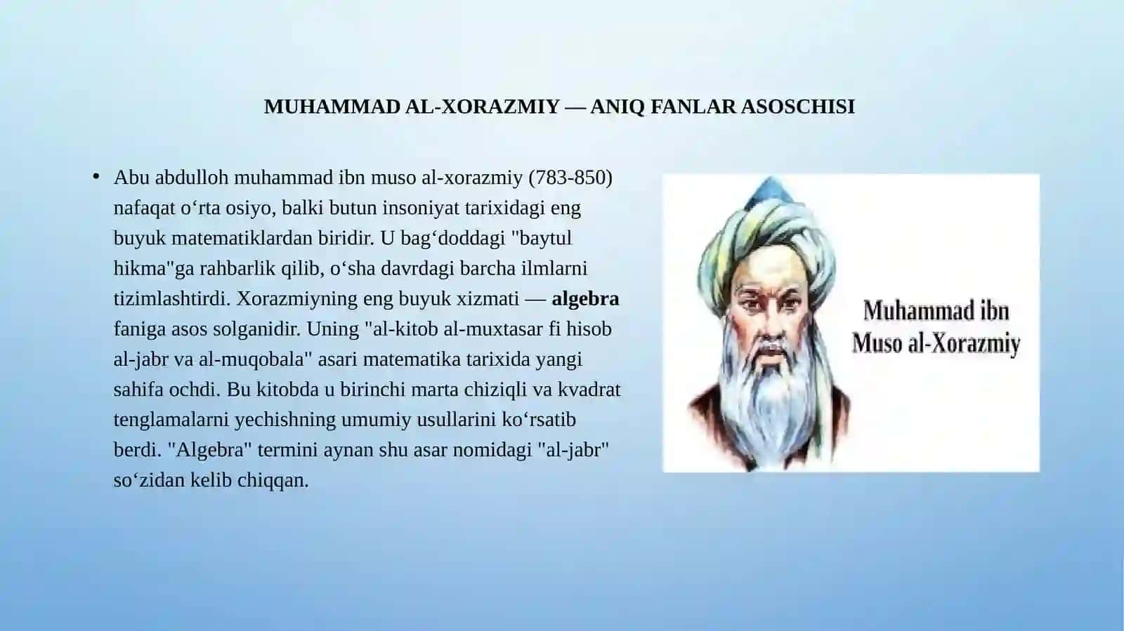 O‘RTA ASRLARDA SHARQ UYG‘ONISH DAVRI ILM-FANI: AL-XORAZMIY VA BERUNIY MEROSI 3