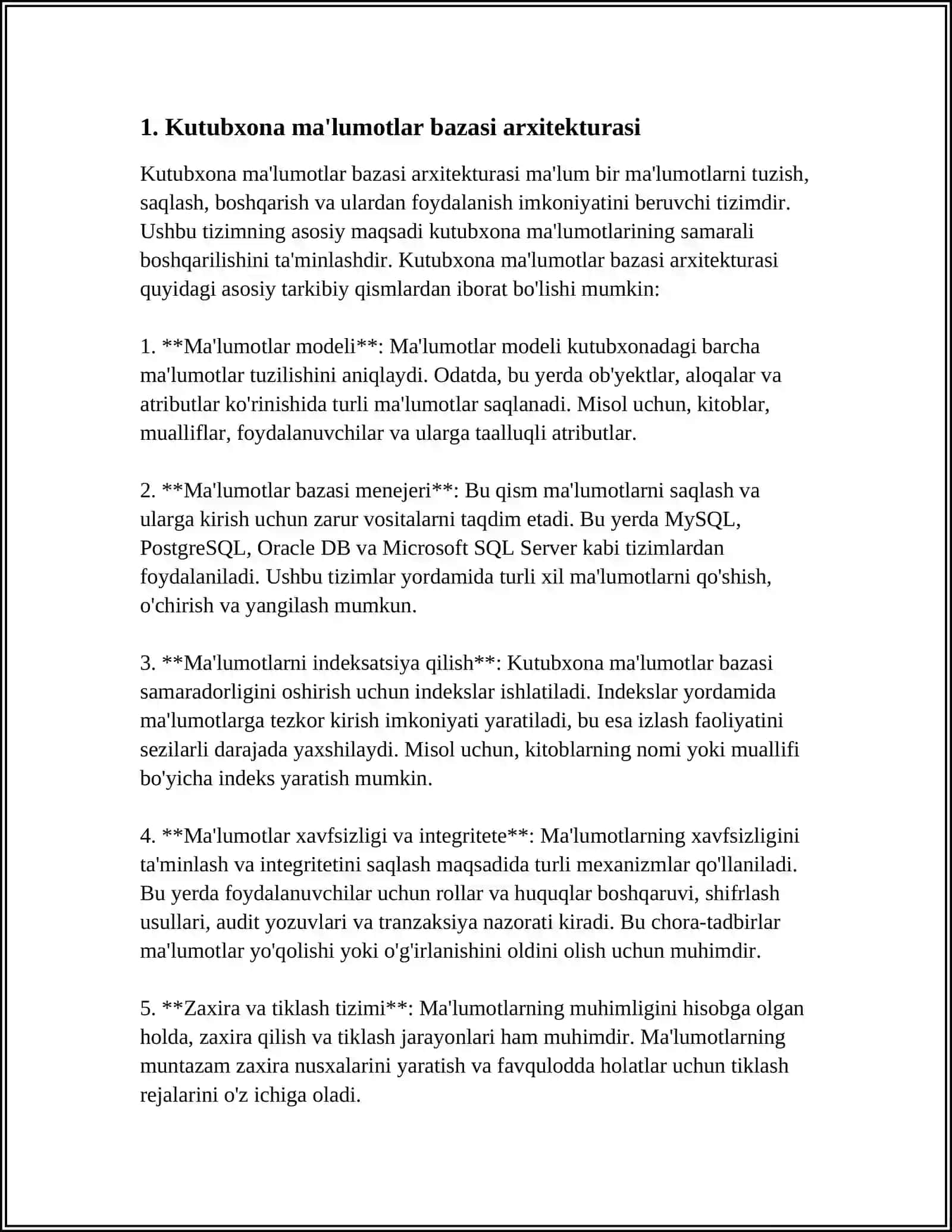 KUTUBXONA KITOBLAR HISOBI MA'LUMOTLAR BAZASI LOYIHASINI TUZISH 3