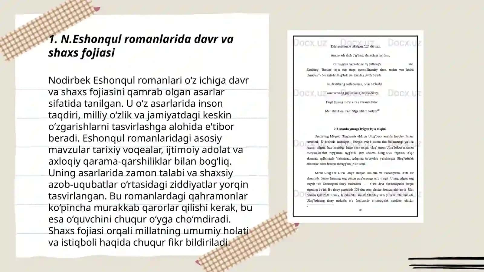 N.Eshonqul romanlarida davr va shaxs fojiasi talqini 3