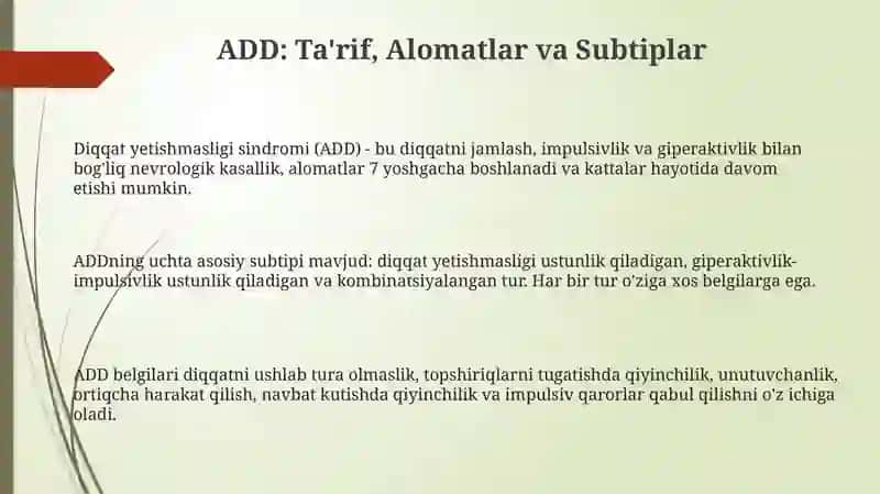 Diqqat yetishmovchiligi sindromi 3