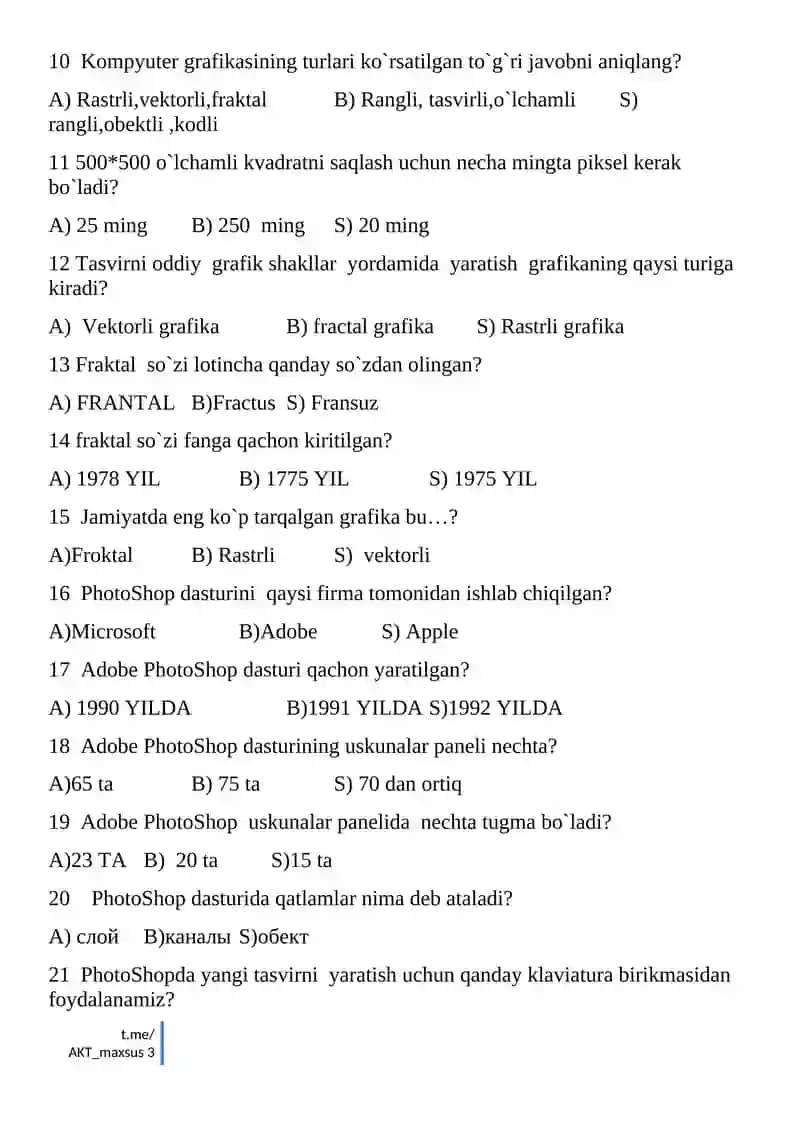 INFORMATIKA FANDAN NAZORAT ISHLARI DAFTARI 3