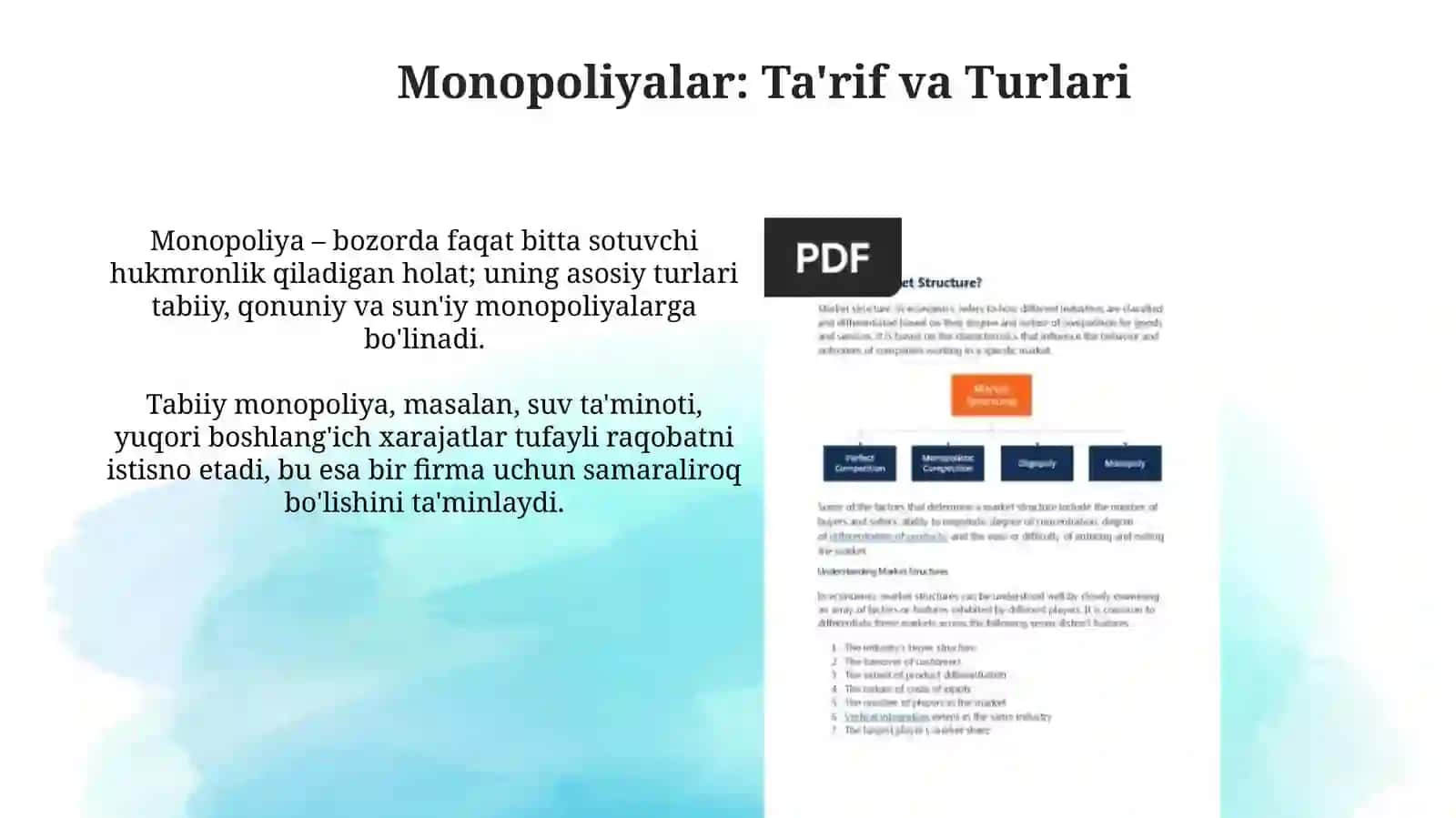 Monopoliyalar, ularning amal qilishi va tartibga solinishi xususiyatlari 3