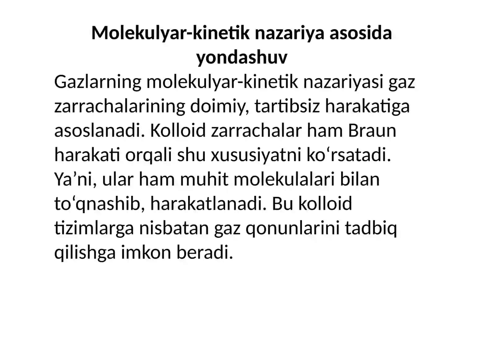 Chin eritmalardagi kabi kolloid eritmalarda ham gaz qonuniyatlarini tadbiqi. 3