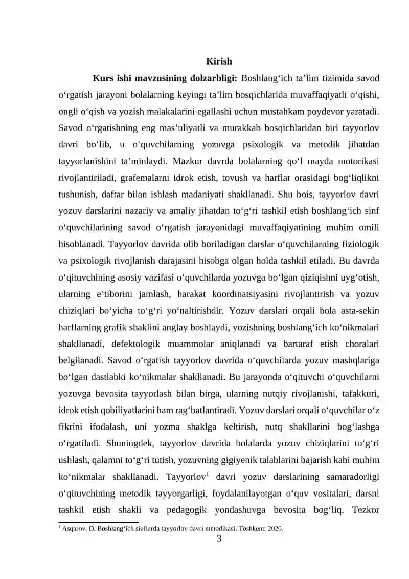 Savod o‘rgatish tayyorlov davri yozuv darslarini tashkil etish 3