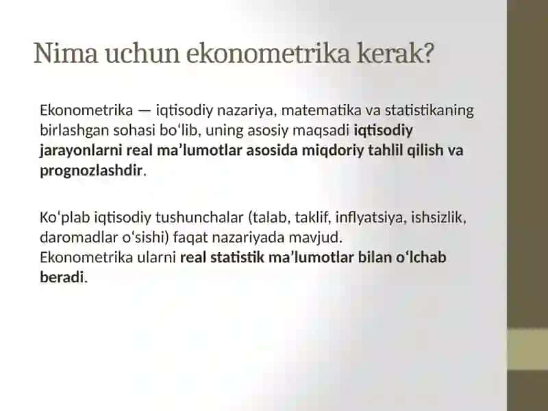 Ijtimoiy iqtisodiy tizimlarni ifodalashda ekonometrik usulardan foydalanish 3