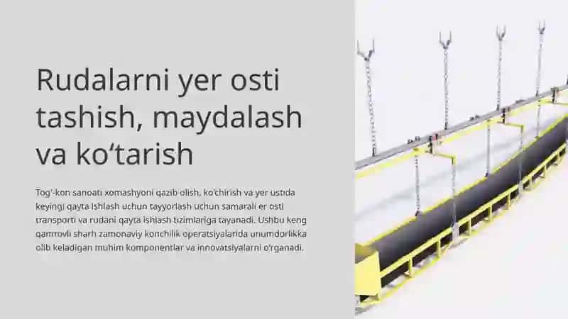 YER OSTI TRANSPORTI, QAZIB OLISH BLOGIDAN TASHQARIDA RUDANI MAYDALASH VA YUQORIGA KO‘TARISH 3