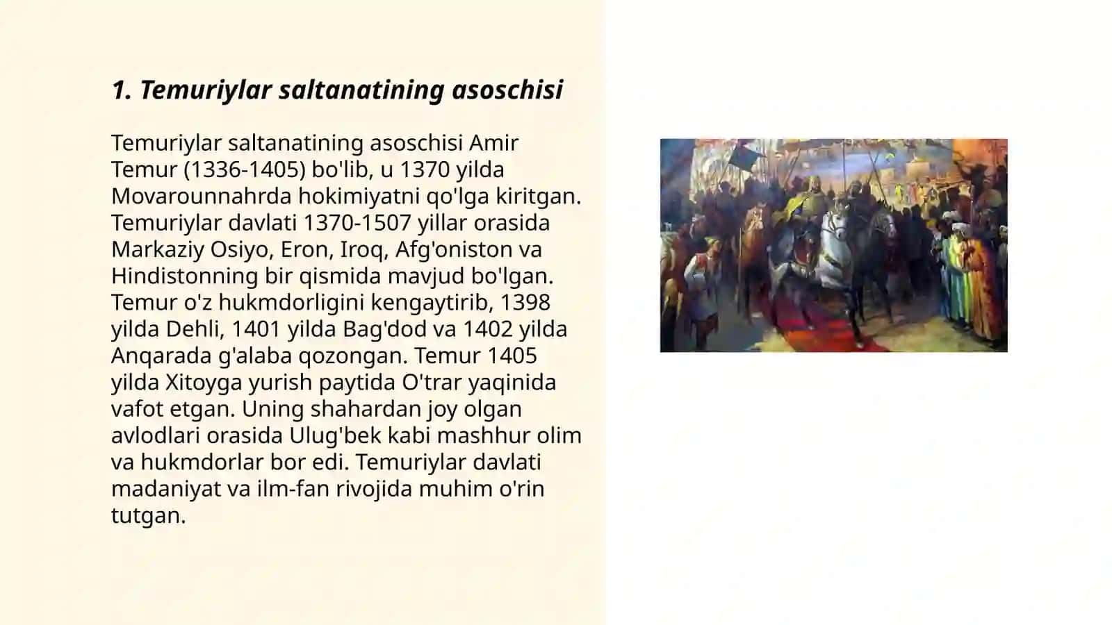 Temuriylar davlatining tashkil topishi 3