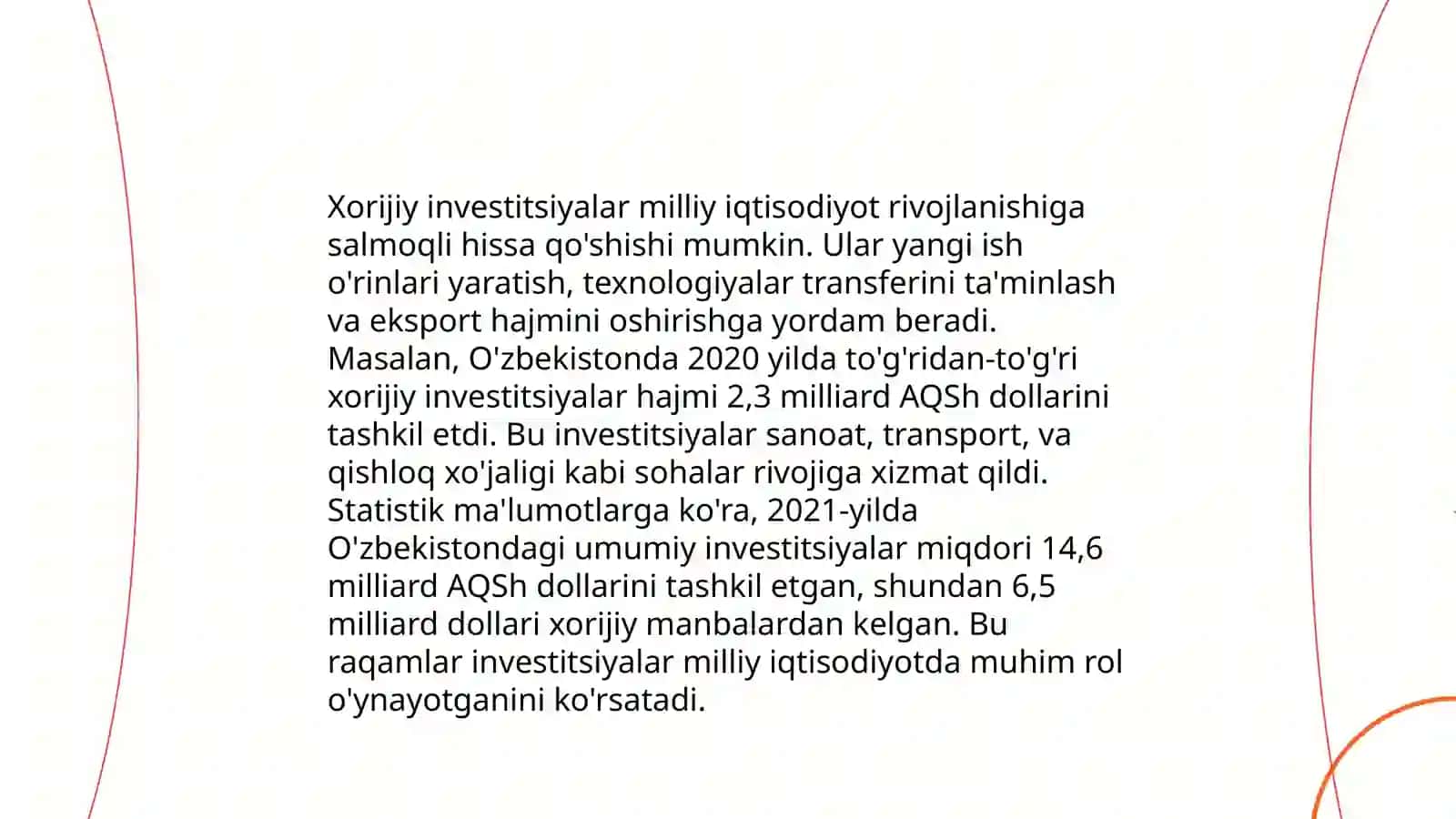 Xorijiy investitsiyalarning milliy iqtisodiyotga ta'siri 3
