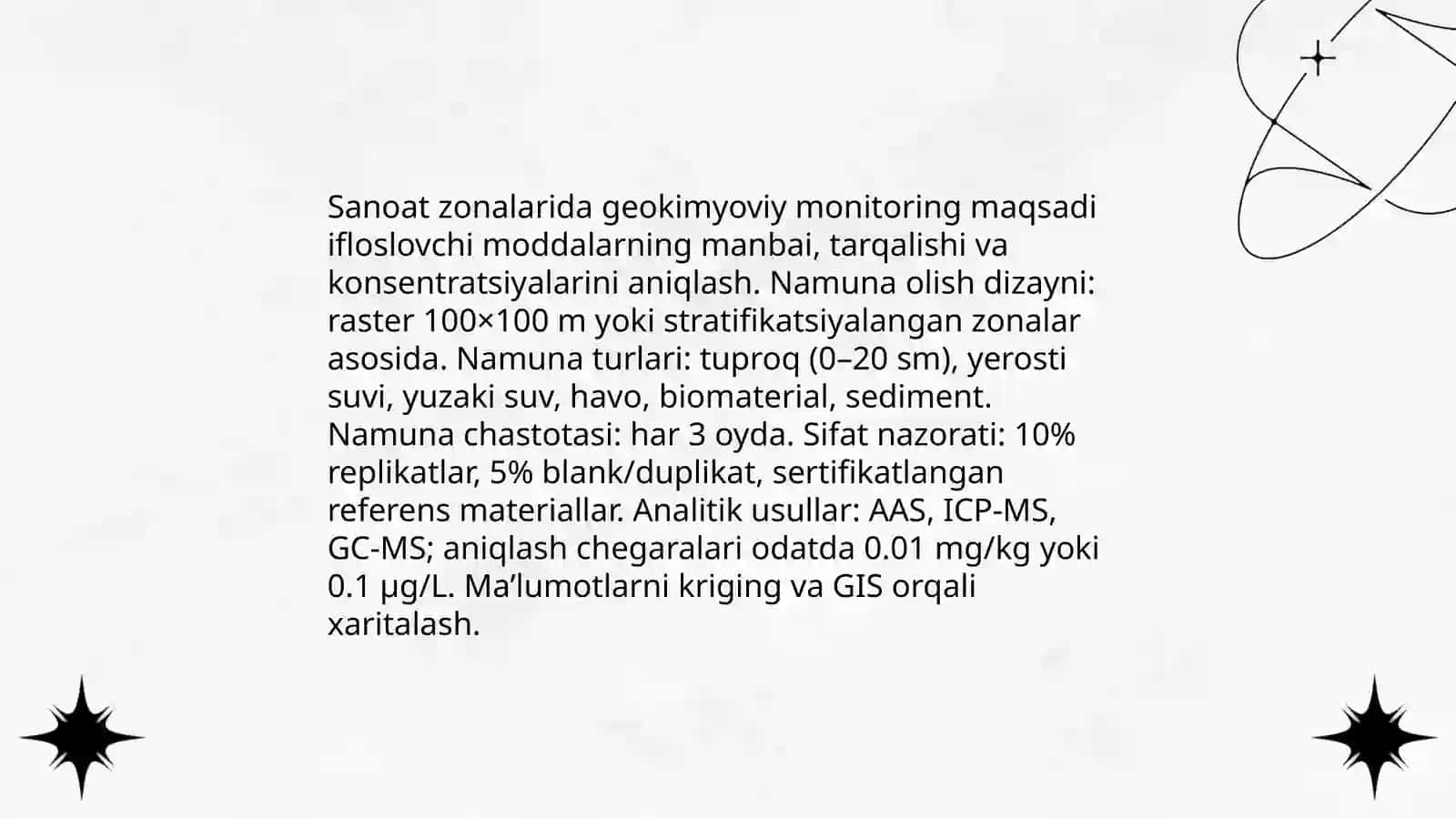 Sanoat zonalarining ekologik geokimyoviy analiz metodlari va metadologiyasi 3