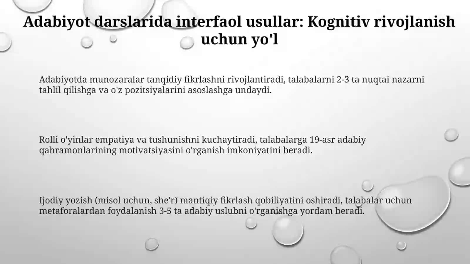 Adabiyot darslarida oʻqitishning interfaol usullarini kognitiv rivojlanish 3