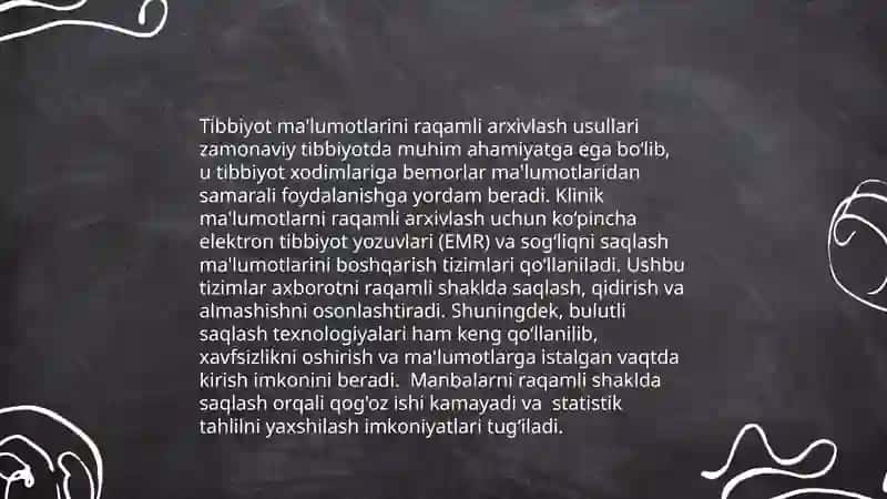 Tibbiyot axborotlarini arxivlash usulli 3