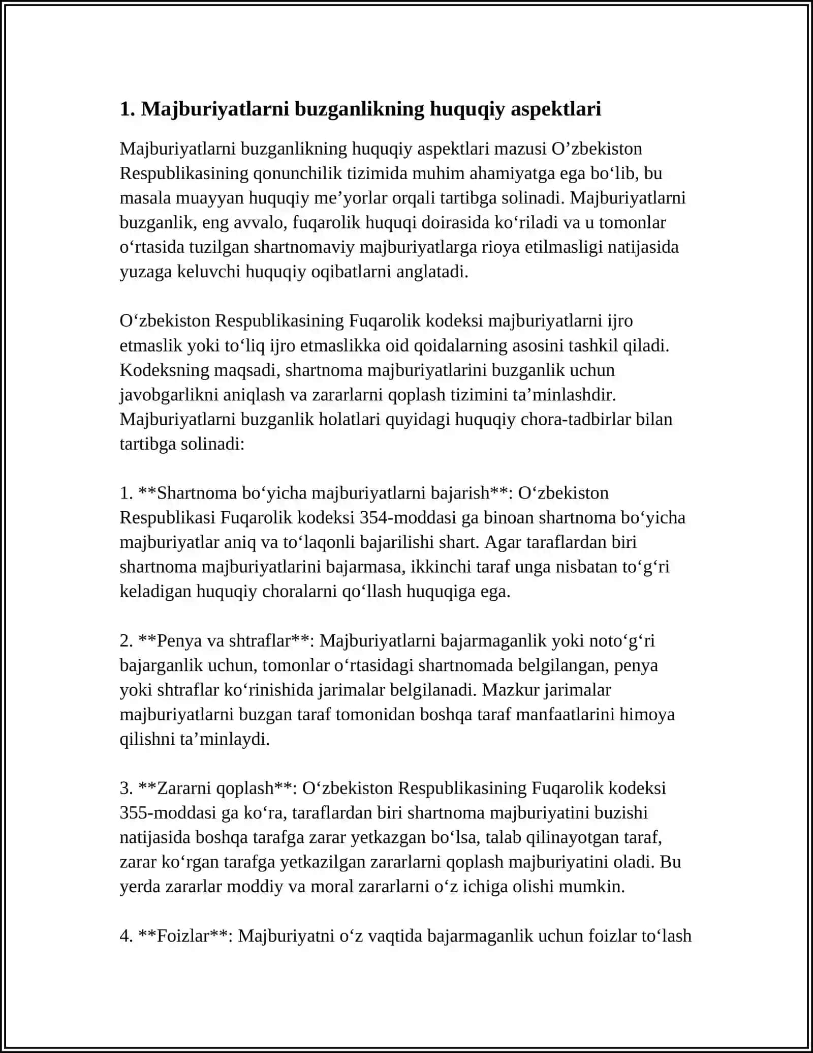 MAJBURIYATLARNI BUZGANLIK UCHUN JAVOBGARLIK 3