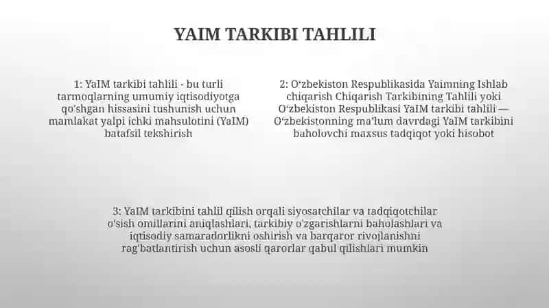 O`Zbekiston Respublikasida Yaimning Ishlab Chiqarish Tarkibi Tahlili 3
