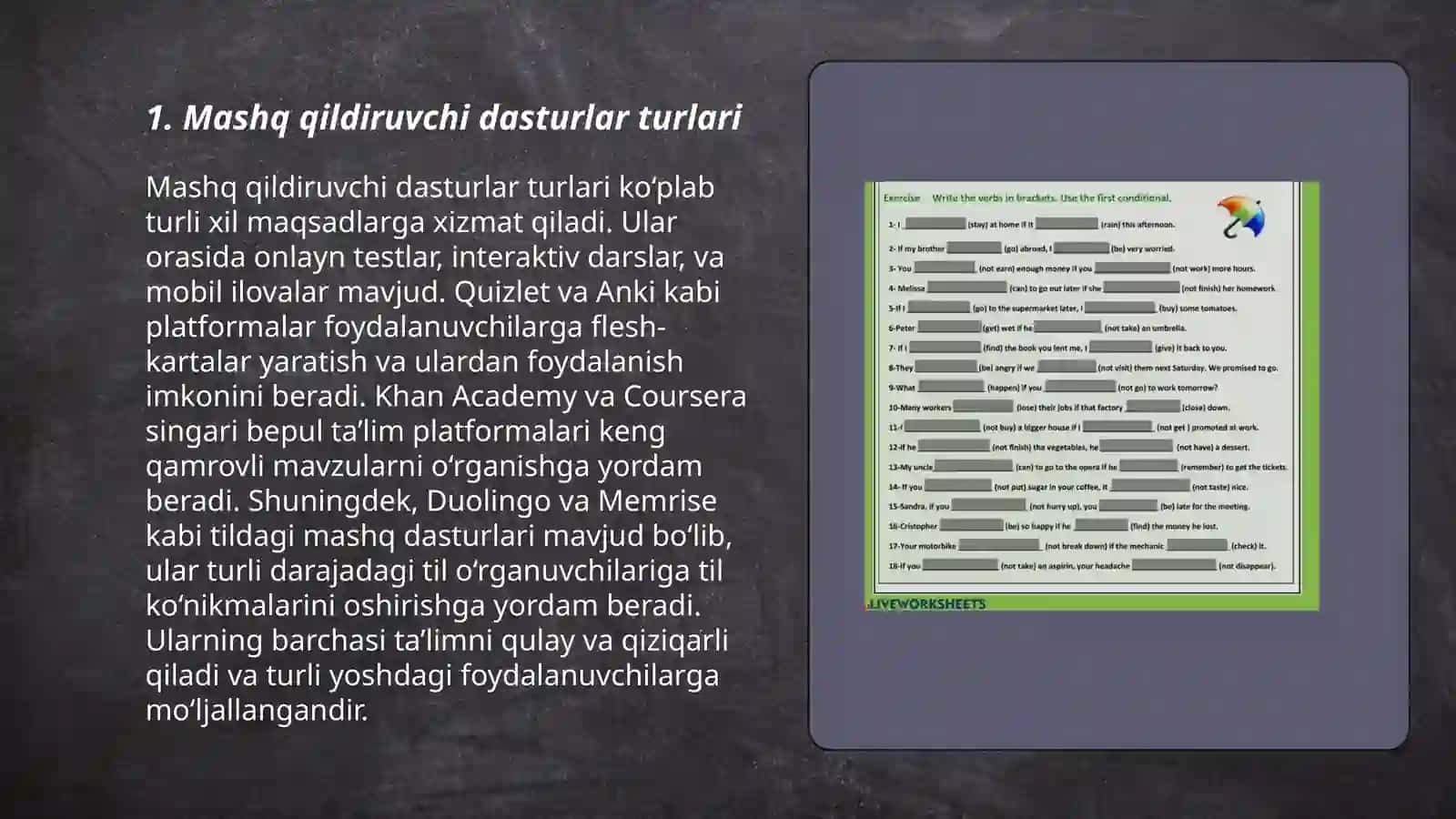 Mashq qildiruvchi dasturlar turlari 3