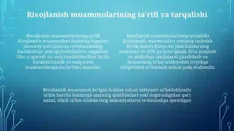 Rivojlanish Muammolari BoʻLgan Bolalar Uchun Inklyuziv TaʼLimni Keng TaʼLimiy Amaliyotiga Joriy Etish Algiritmlari 3