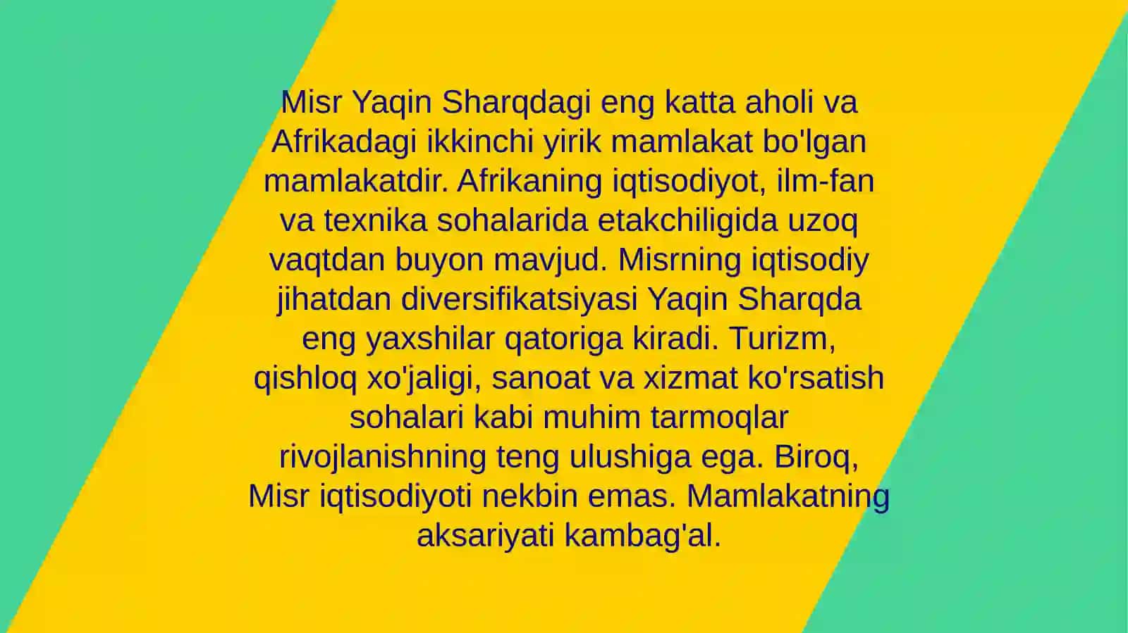 Globaliqtisodiyotfanidan Misrarab Respublikasining iqtisodiyoti 3