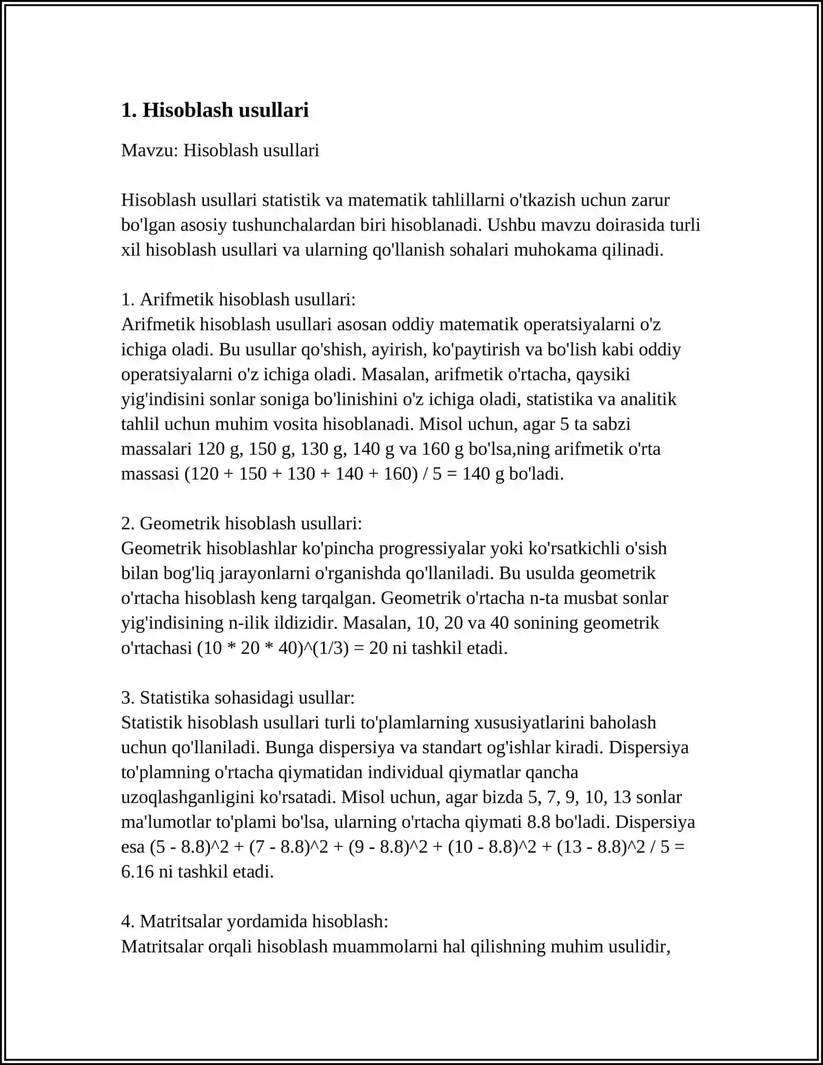Hisoblash usullari 3