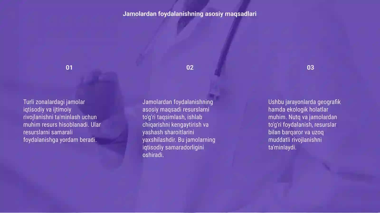 Turli zonalardagi jamolardan xo'jalikda foydalanish 3
