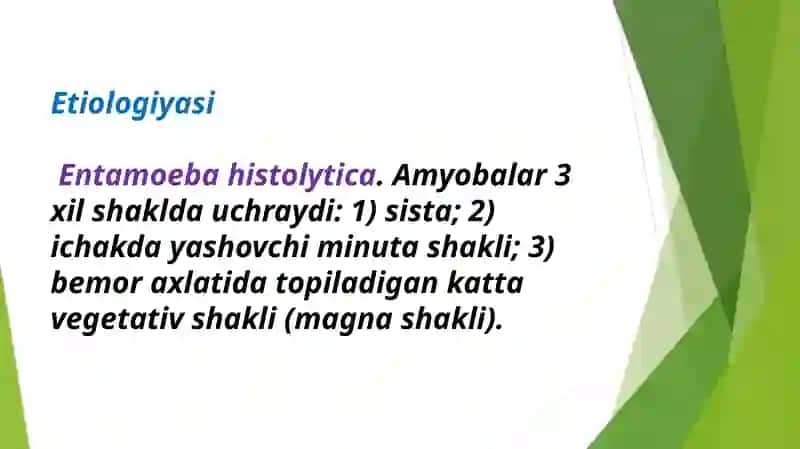 Amebiaz etiologiyasi, patogenezi va davolash 3
