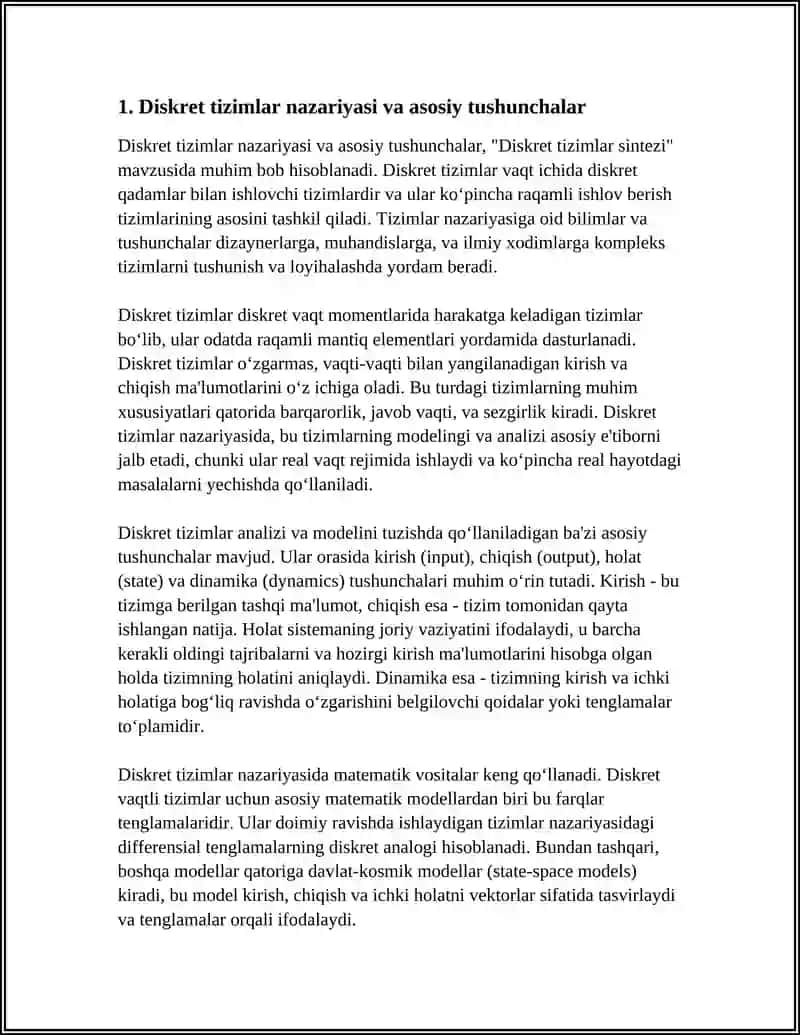 DISKRET TIZIMLAR SINTEZI 3