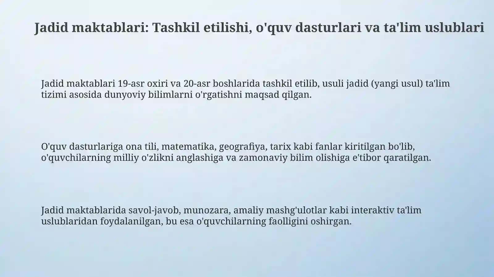 Jadid marifatparvarlarining o'lka ijtimoiy-manaviy hayotiga tutgan o'rni 3