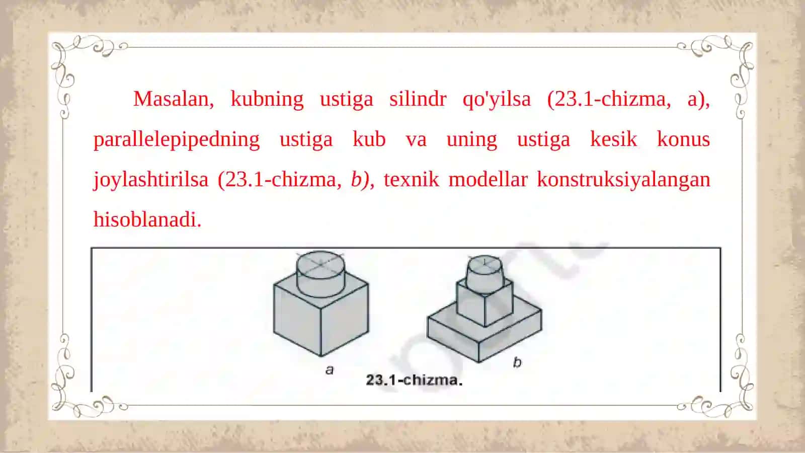 Texnik modelni konstruksiyalash va uning ko'rinishlarini chizish 3