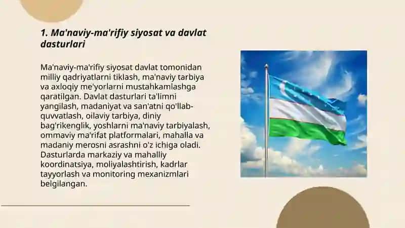 Ma'naviy-ma'rifiy siyosat va davlat dasturlari 3
