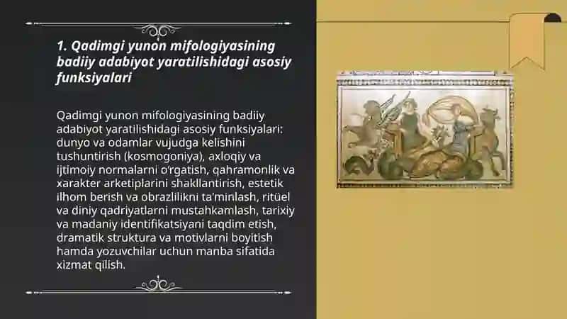 Qadimgi yunon mifologiyasi badiiy adabiyotning asosi sifatida 3