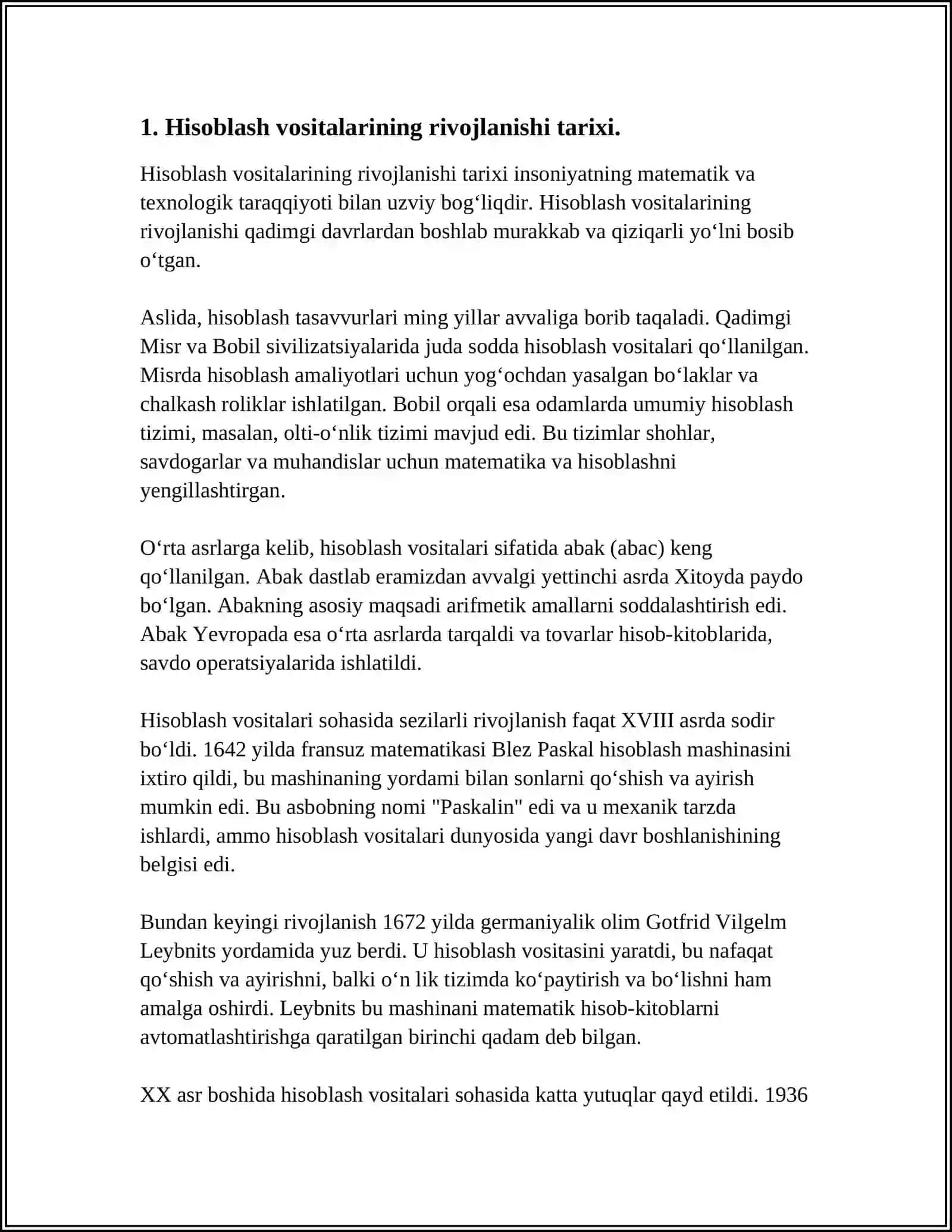 HISSOBLASH VOSITALARNING RIVOJLANISHI TARIXI. KOMPYUTER AVLODLARI 3
