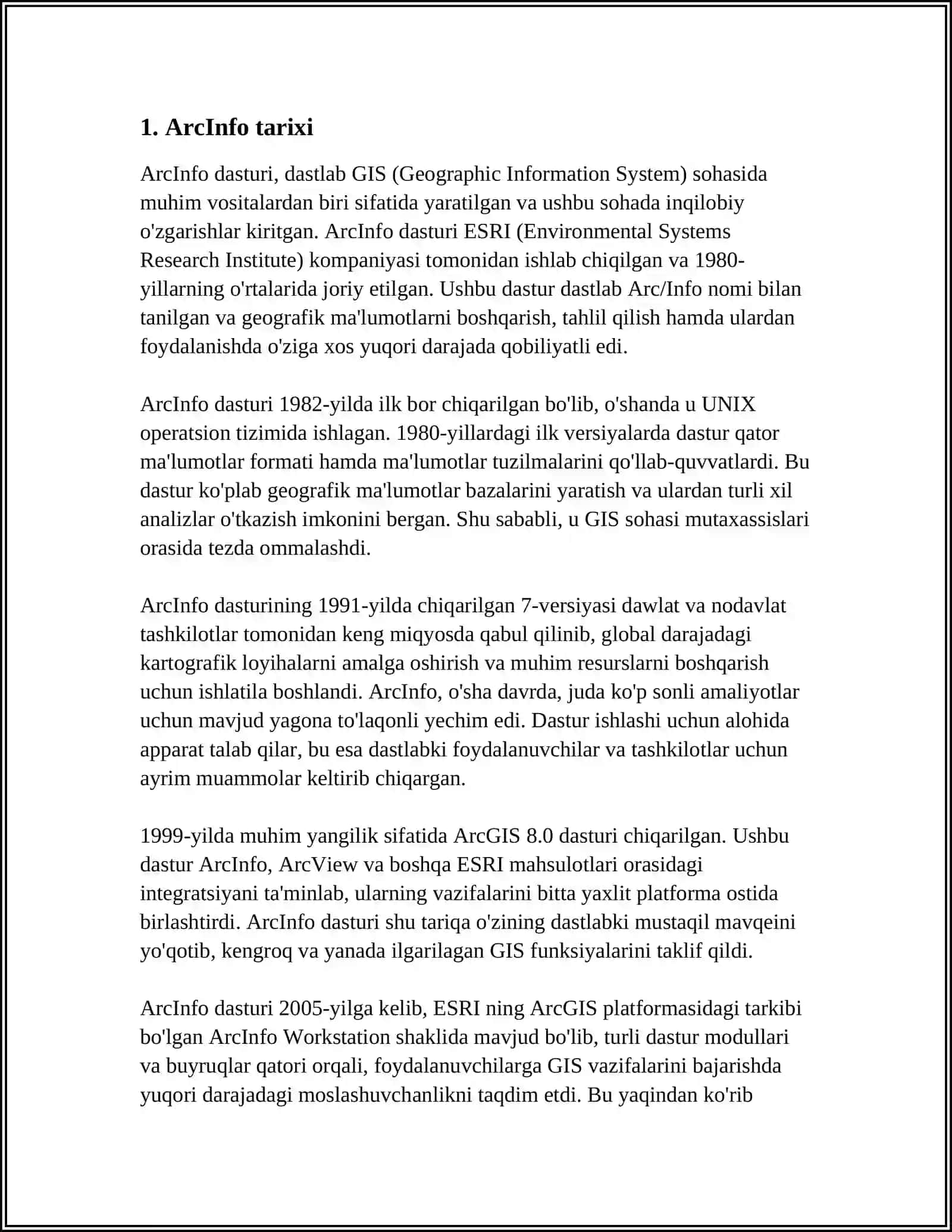 ARCINFO GEOGRAFIK AXBOROT TIZIMI 3