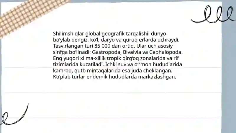 Shilimshiqlarning tarqalishi va ahamiyati 3