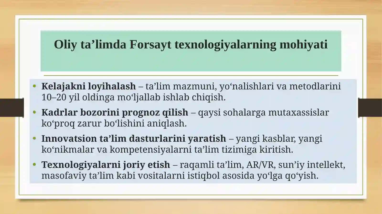 Forsayt texnologiyalar—oliy taʼlim tizimida 3