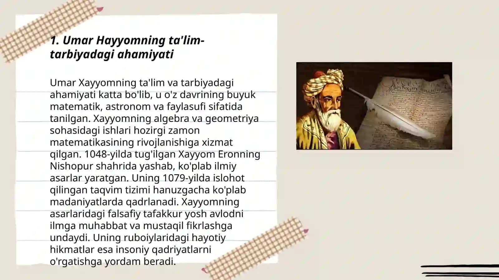 Umar Hayyomning ta’lim-tarbiyaga oid fikrlari 3