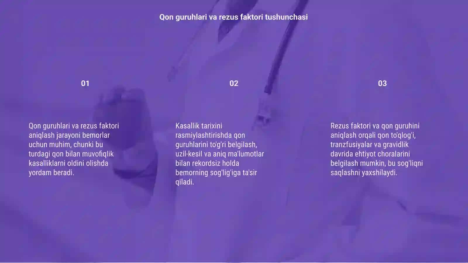 Qon guruhlari va rezus faktorni aniqlashda ishtirok etish va uni kasallik tarixiga rasmiylashtirish 3