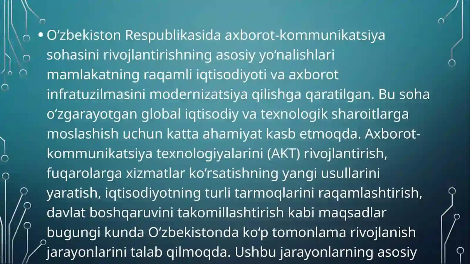 O‘zbekistonda axborot kommunikatsiya sohasini rivojlantirishning asosiy yo‘nalishlari 3