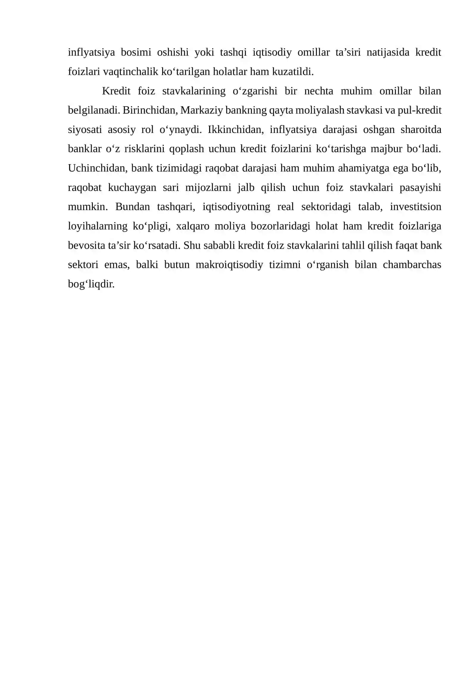 KREDIT FOIZ STAVKALARINING YILLAR KESIMIDA O‘ZGARISHINI TAHLIL QILISH 3