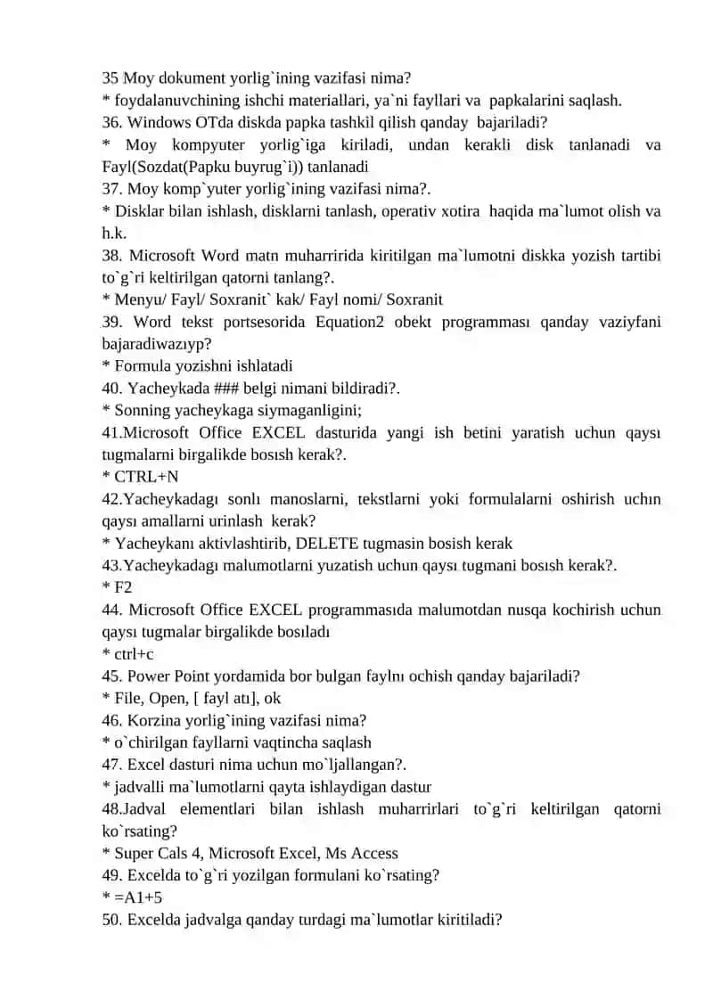 Kompyuter ta’minoti Gost uchun Test 3
