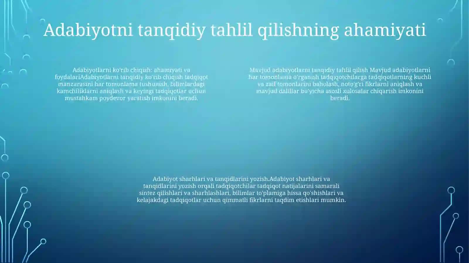 Kasbga Va Kurs Mavzusiga Oid Maqolaning Yozma ( Taqriz Berish ) Mavjud OʻQuv Adabiyotlarini Tanqidiy Tahlil Qilish Va UlargaTaqrizYozish 3