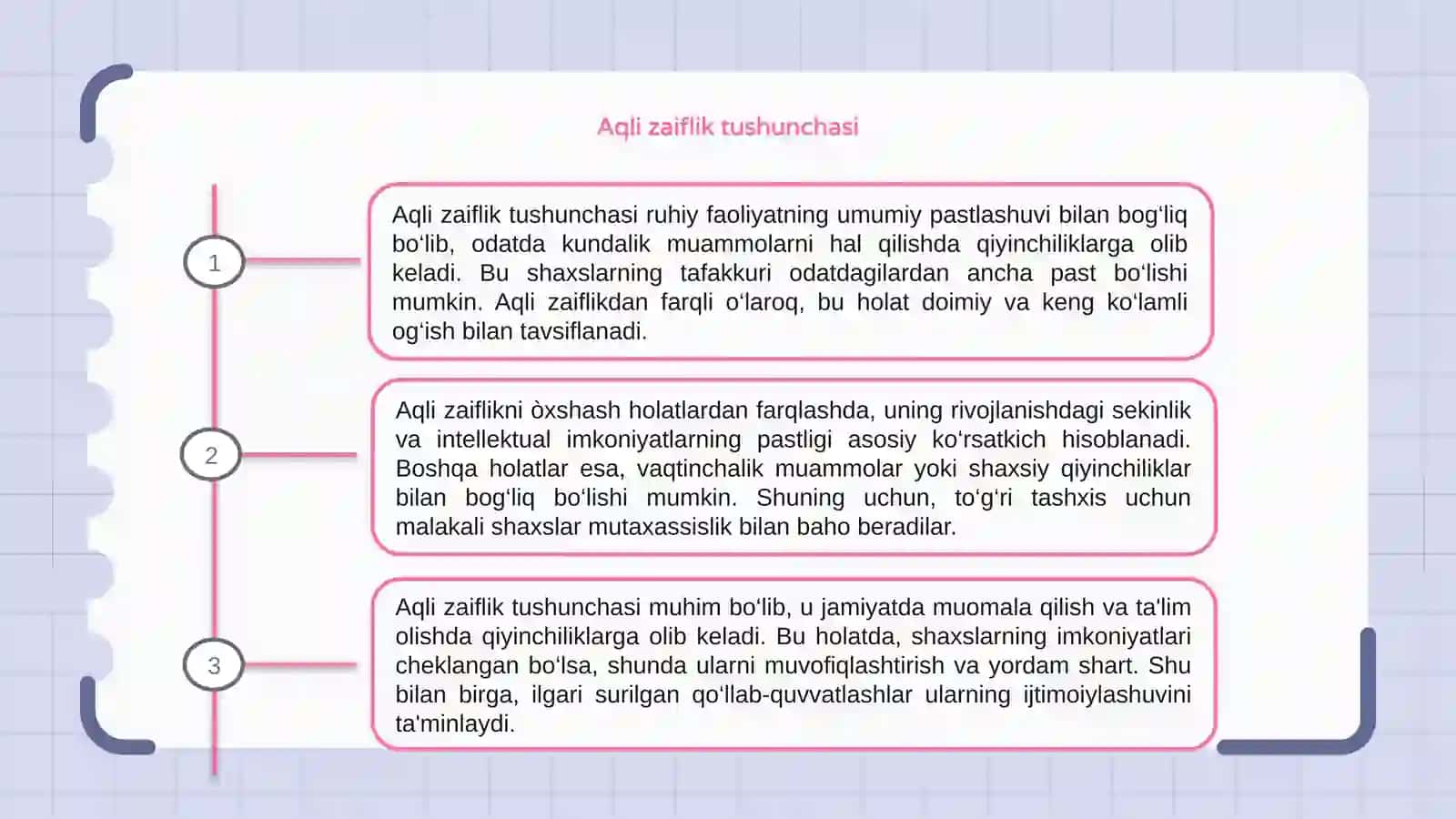 Aqli zaiflikni òxshash holatlaridan farqlash 3