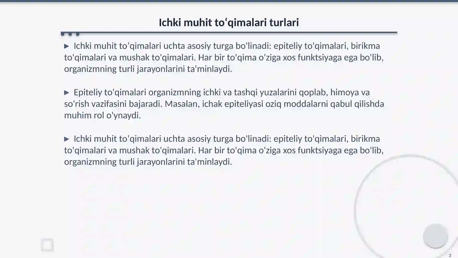 Ichki muhit toʻqimalari va sekretsiya turlari 3