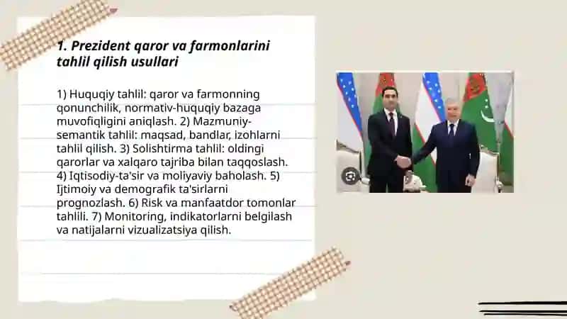 Prezident qaror farmon farmoyishlari asosida taqdimot tayyorlash 3
