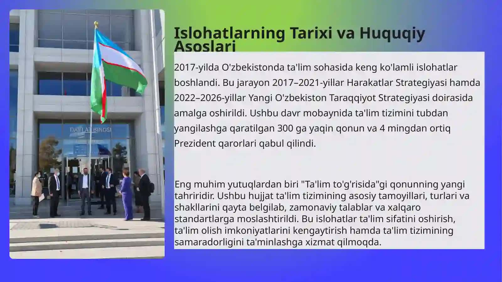 O'zbekiston Respublikasida Ta'lim Sohasida Amalga Oshirilgan Islohatlar 3
