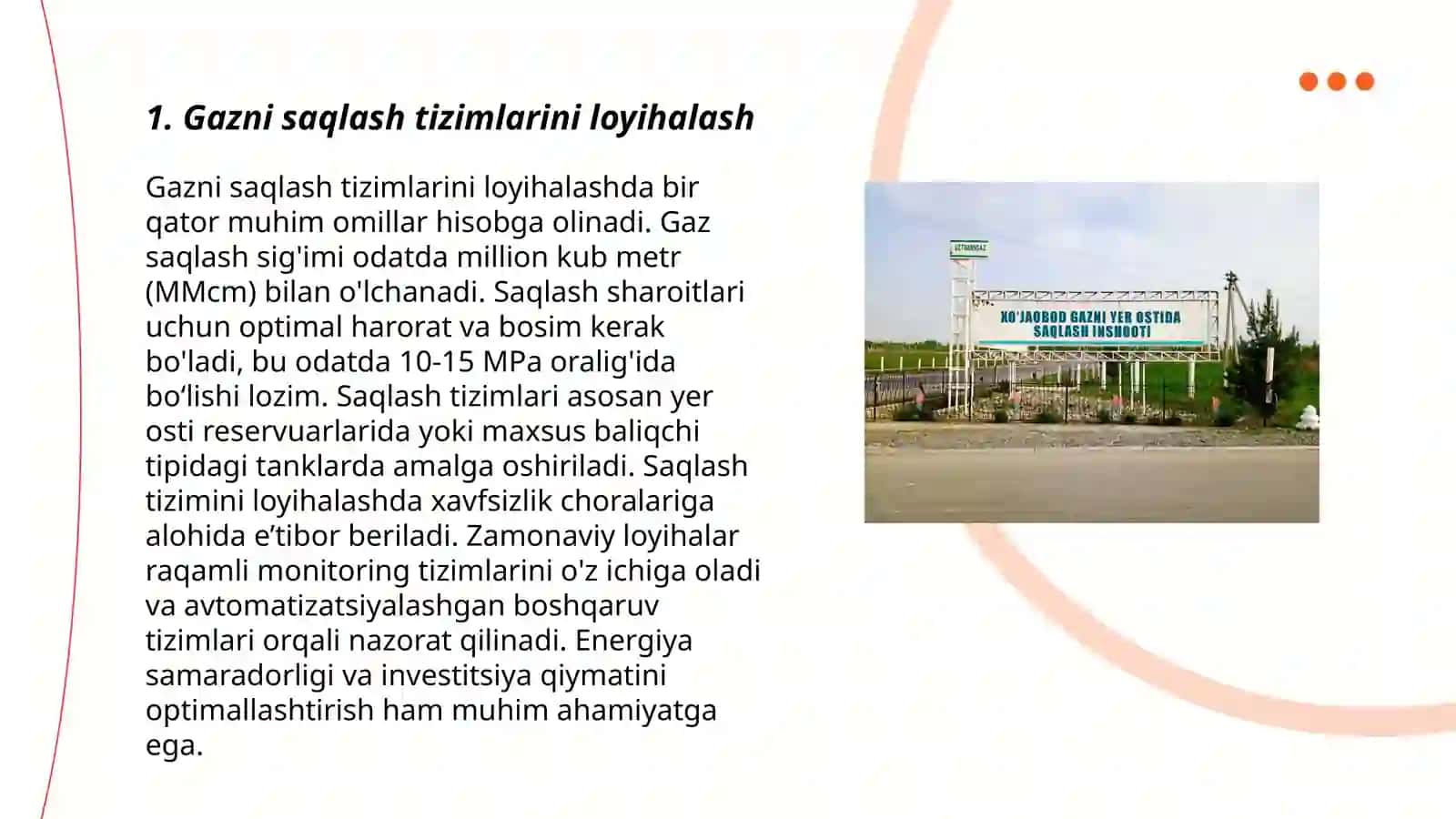 Gazni saqlash tizimlarini loyihalash 3