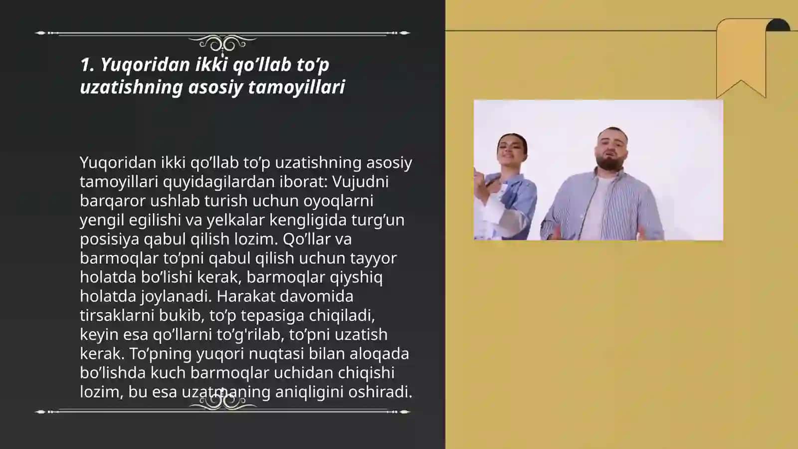 Yuqoridan ikki qo’llab to’p uzatish texnikasi 3