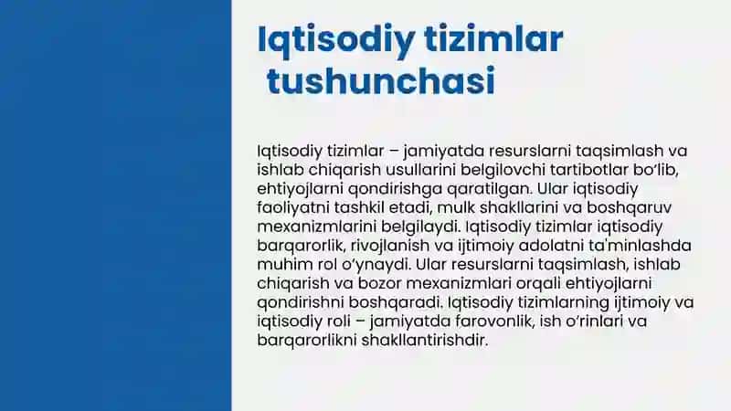 Iqtisodiy tizmlar va ularni turlari 3