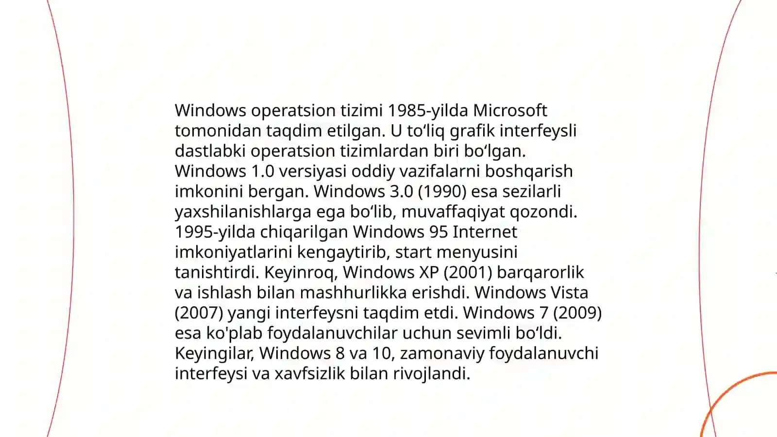 Windows operatsion tizimini tarixi va unda ishlash asoslari 3